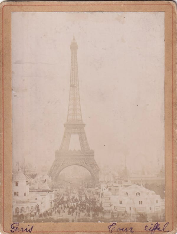 One of the earliest photographs of the Eiffel Tower